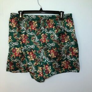Victoria’s Secret Green Floral Silk Like Shorts Size Medium